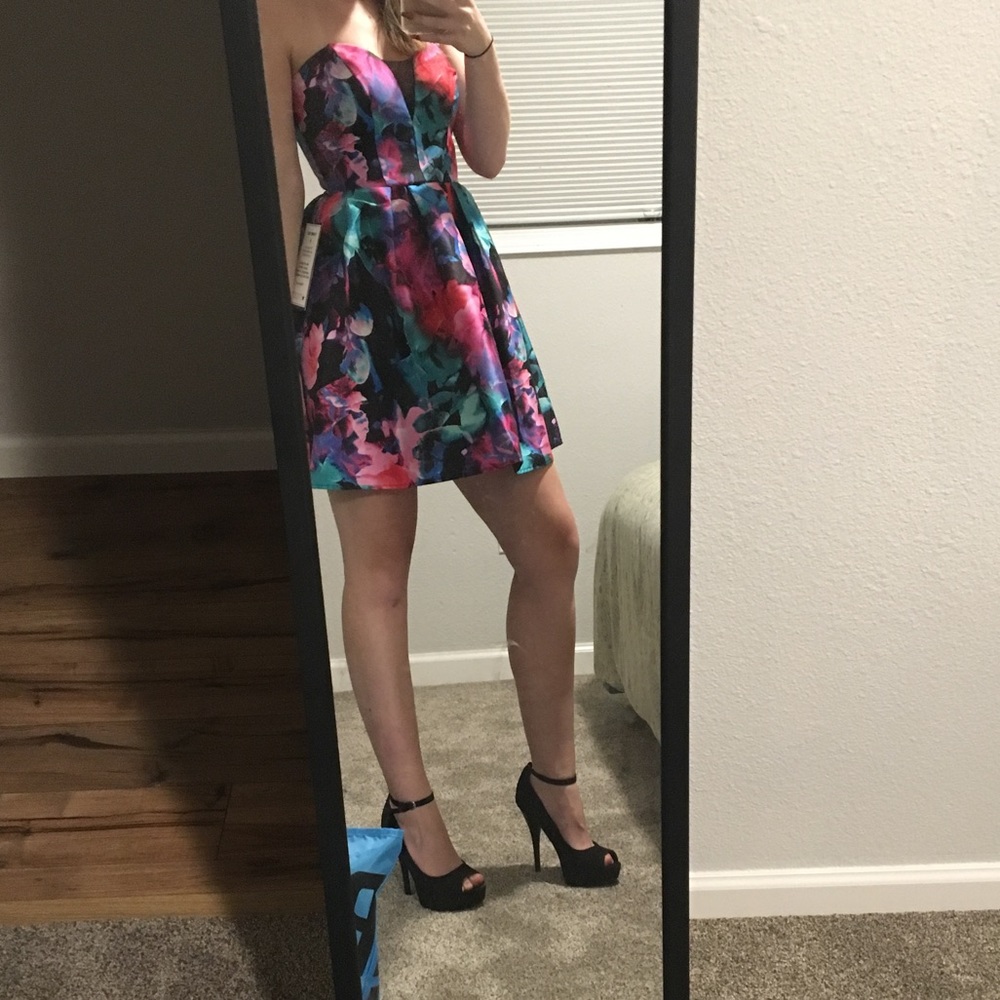 Multi-Color Floral Homecoming Dress